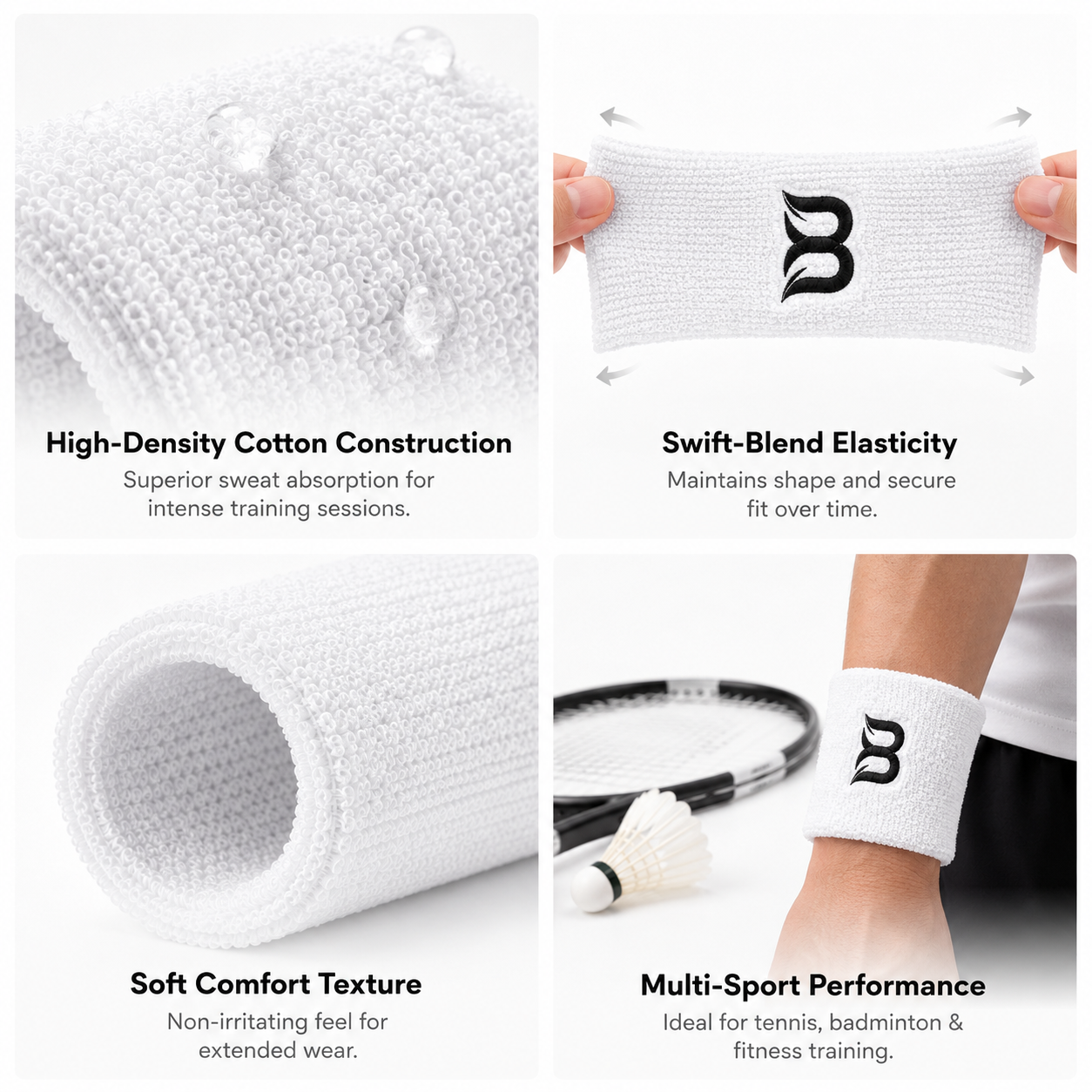 Premium Tennis Wristbands 2 Pack
